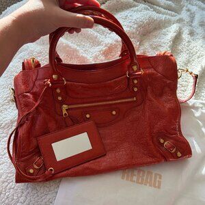 Balenciaga Giant Stud City Leather Shoulder Bag size Medium